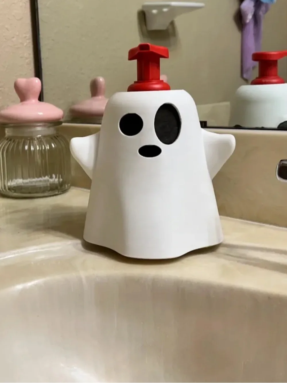 3D Printed White Ghost Bath and Body Works Foaming Soap Dispenser